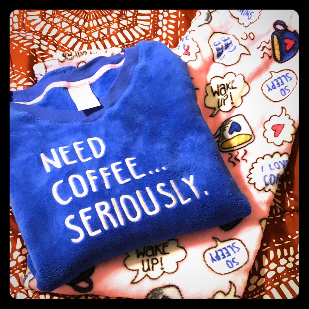 Super Soft Plush Coffee Lover PJ Set Size L